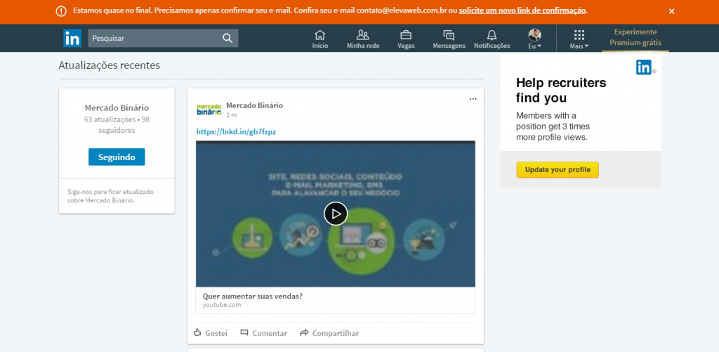 atualizações linkedin